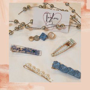 Blue and Gold Hair Pins